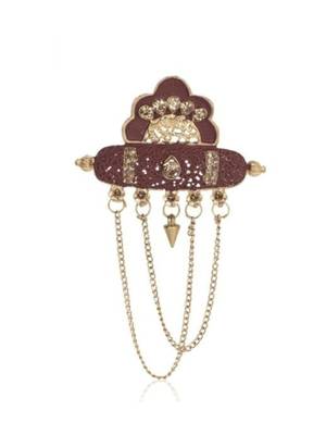 Multy pearl gold finish sherwani mala groom brooch 4