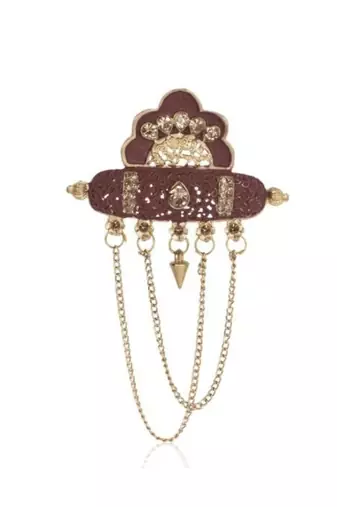 Multy pearl gold finish sherwani mala groom brooch