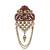 Maroon-white pearl gold plated wedding groom mala with brooch