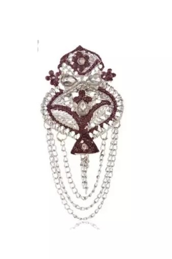 Multy pearl gold plated traditional sherwani mala with brooch