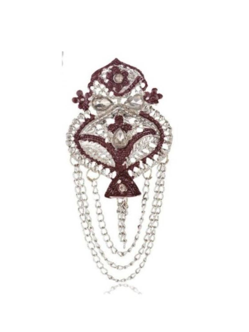 Multy pearl gold plated traditional sherwani mala with brooch