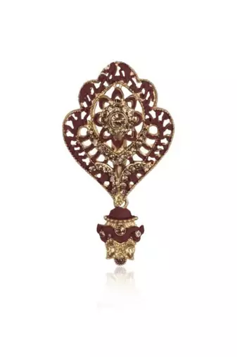 Multi pearl gold plated groom sherwani mala with brooch
