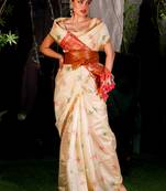 Vaidehi- Saree in Tissue fabric- The Saree is elevated with Zariwork embroidery- It comes with an Unstitched blouse