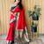 red paithani silk blend zari weaving saree with blouse