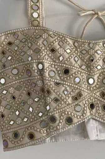 WHITE BANARASI viscose LEHENGA CHOLI WITH DUPATTA
