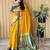 yellow paithani silk blend zari weaving saree with blouse