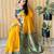 yellow paithani silk blend zari weaving saree with blouse