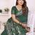 green satin bandhej printed saree with blouse