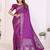 purple satin bandhej printed saree with blouse
