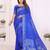 r blue satin bandhej printed saree with blouse