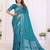 teal satin bandhej printed saree with blouse