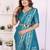 teal satin bandhej printed saree with blouse