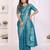 teal satin bandhej printed saree with blouse