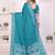 teal satin bandhej printed saree with blouse