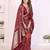 maroon satin bandhej printed saree with blouse