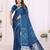 navy satin bandhej printed saree with blouse