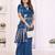 navy satin bandhej printed saree with blouse