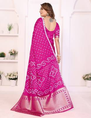 rani satin bandhej printed saree with blouse 4