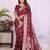 maroon dola silk blend bandhej khadi printed saree with blouse