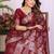 maroon dola silk blend bandhej khadi printed saree with blouse