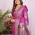 purple dola silk blend bandhej khadi printed saree with blouse
