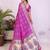 purple dola silk blend bandhej khadi printed saree with blouse