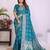 teal dola silk blend bandhej khadi printed saree with blouse