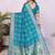 teal dola silk blend bandhej khadi printed saree with blouse