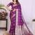 wine dola silk blend bandhej khadi printed saree with blouse