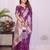 wine dola silk blend bandhej khadi printed saree with blouse