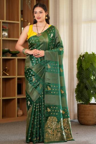 harsha silk blend saree with contrast blouse piece hand embroidery