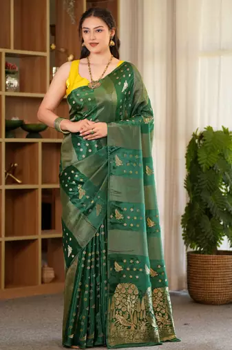 harsha silk blend saree with contrast blouse piece hand embroidery
