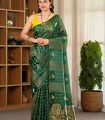harsha silk blend saree with contrast blouse piece hand embroidery