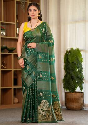 harsha silk blend saree with contrast blouse piece hand embroidery 2