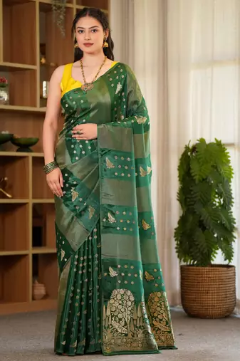 harsha silk blend saree with contrast blouse piece hand embroidery