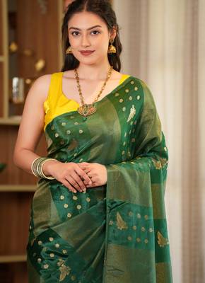 harsha silk blend saree with contrast blouse piece hand embroidery 3