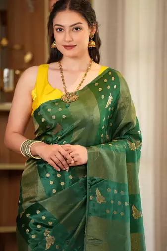 harsha silk blend saree with contrast blouse piece hand embroidery