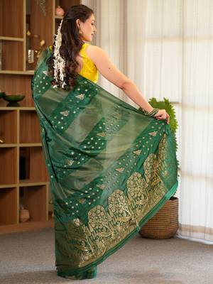 harsha silk blend saree with contrast blouse piece hand embroidery 4