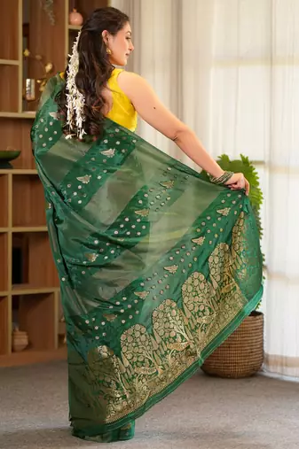harsha silk blend saree with contrast blouse piece hand embroidery