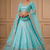 skyblue foil mirror embroidered net lehenga choli with silk blouse set