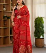 tavisha silk blend saree with contrast blouse piece hand embroidery
