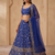 ROYAL BLUE EMBROIDERED GEORGETTE FLAIRED LEHENGA CHOLI WITH DUPATTA