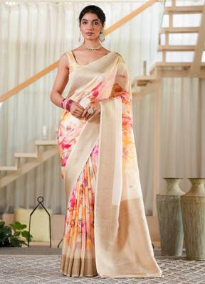ruchir     tussar with flower print hand embroidery 1