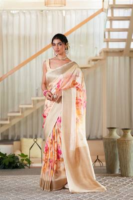 ruchir     tussar with flower print hand embroidery 3