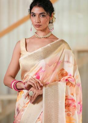 ruchir     tussar with flower print hand embroidery 4