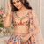 Peach Color Multi Thread Embroidery Work Butterfly Net Lehenga Choli 