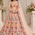 Peach Color Multi Thread Embroidery Work Butterfly Net Lehenga Choli 