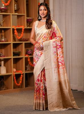 manjari tussar with ikaat print hand embroidery 1