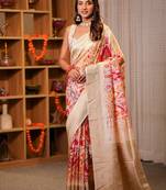manjari tussar with ikaat print hand embroidery