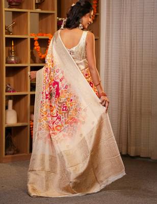manjari tussar with ikaat print hand embroidery 3